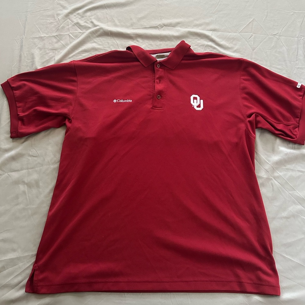 Columbia PFG OU Sooners Polo Shirt Men’s Large Red Performance Fishing Gear